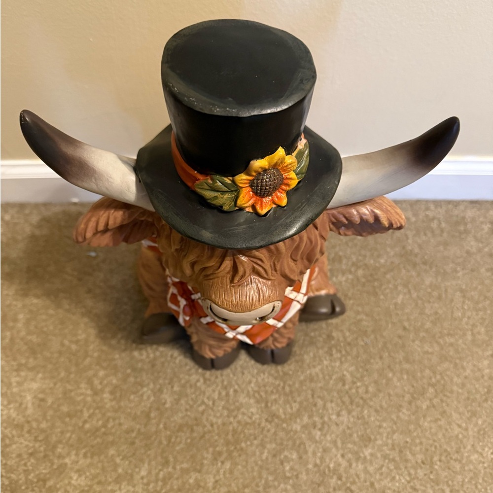 Hobby Lobby Fall Highland Cow Wearing Top Hat With Sunflower Autumn LARGE NEW - Picture 5 of 5